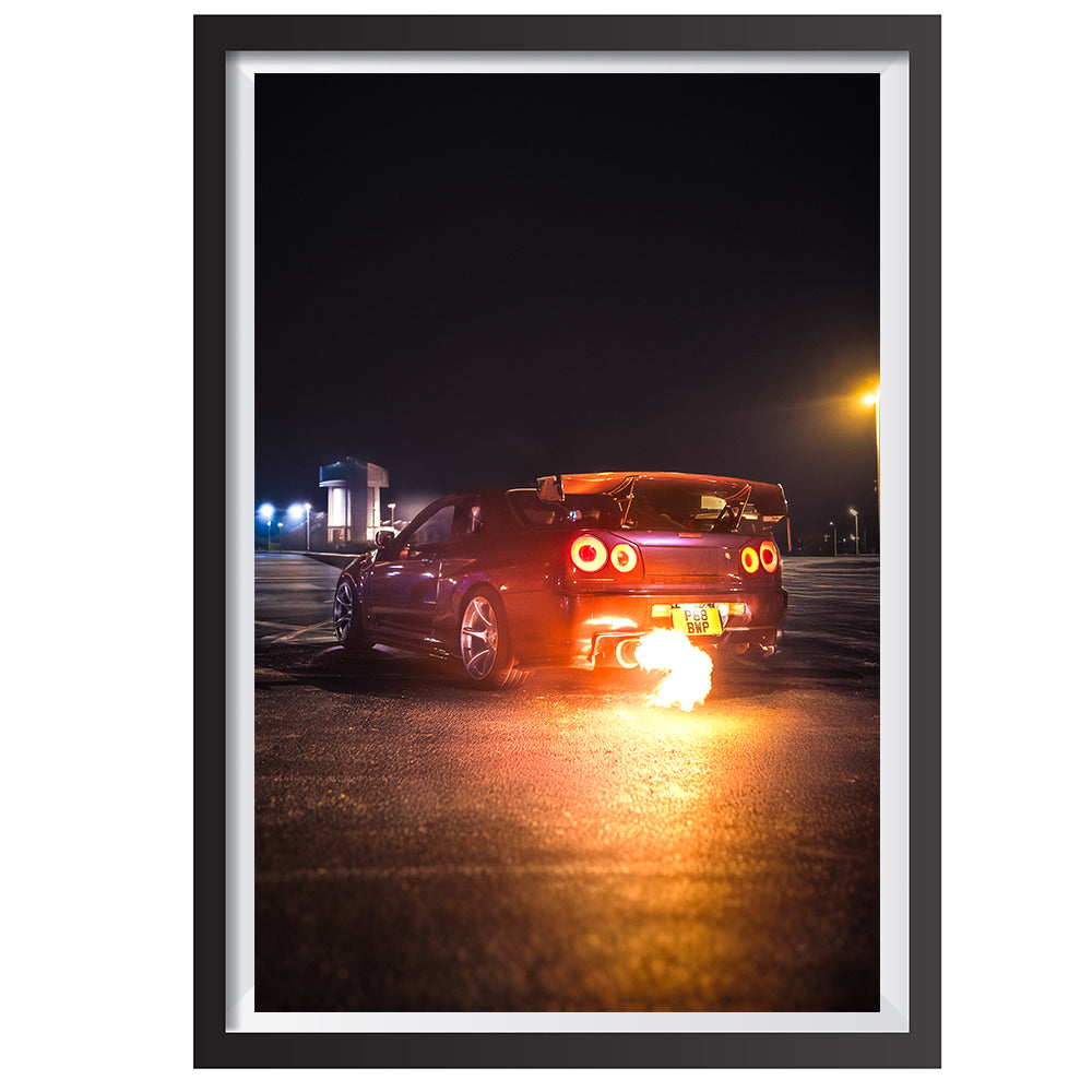 Skyline Flames A4 Framed Poster